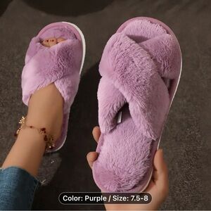 NEW Slippers, Purple, Size 7.5-8.0, plush, soft, So cute and girl, So comfy.